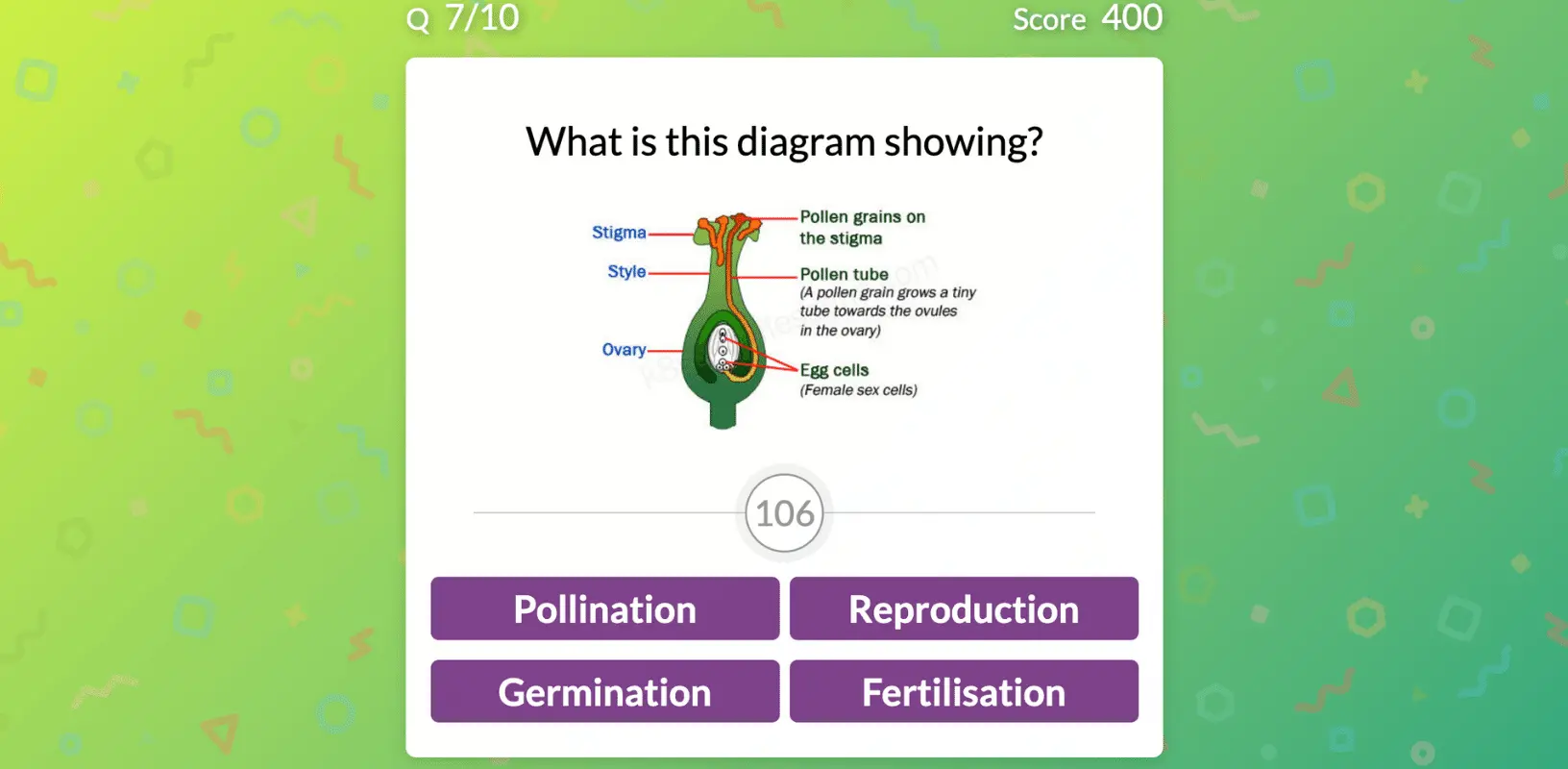 screenshot of quizalize quiz player