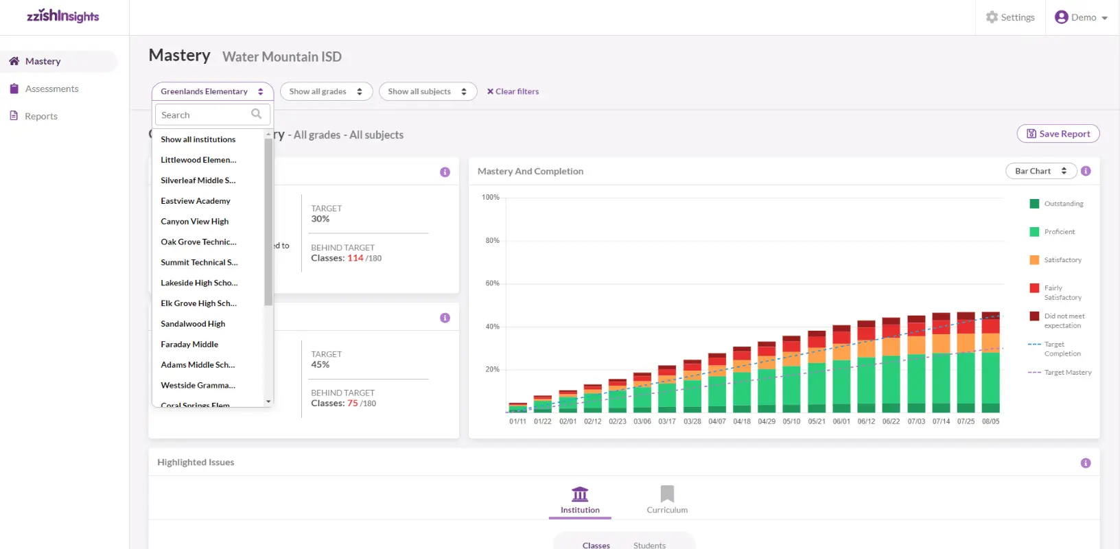 screenshot of quizalize insights